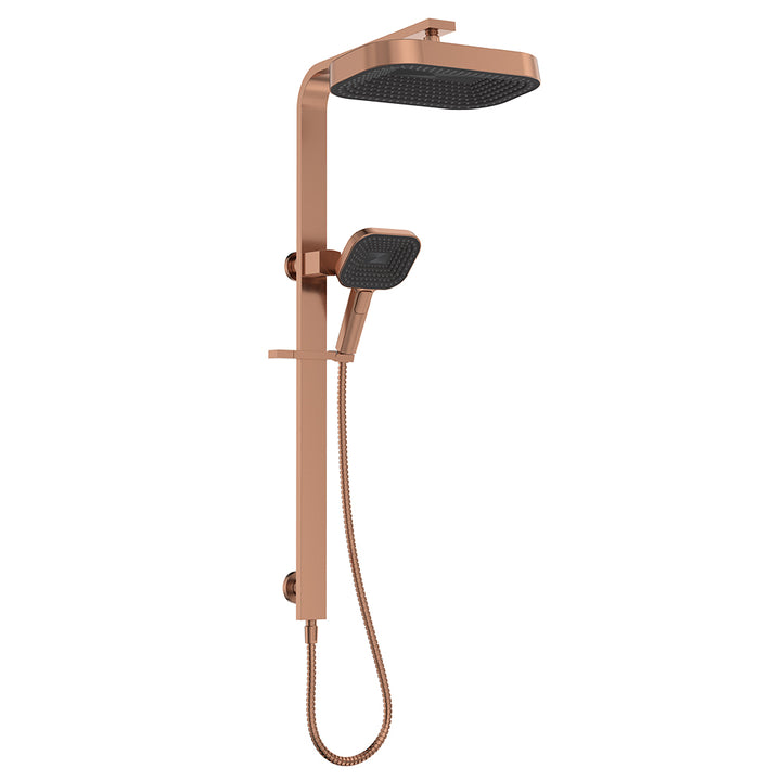 Kuro Deluxe Twin Shower Soft Square Head - Brushed Copper