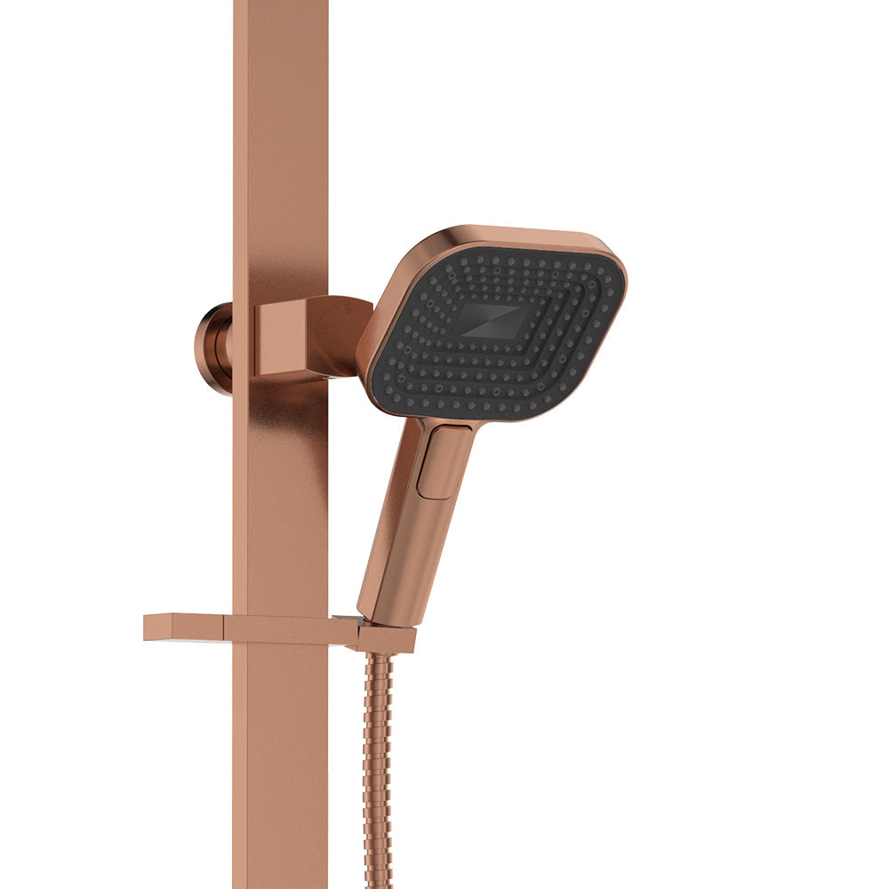 Kuro Deluxe Twin Shower Soft Square Head - Brushed Copper