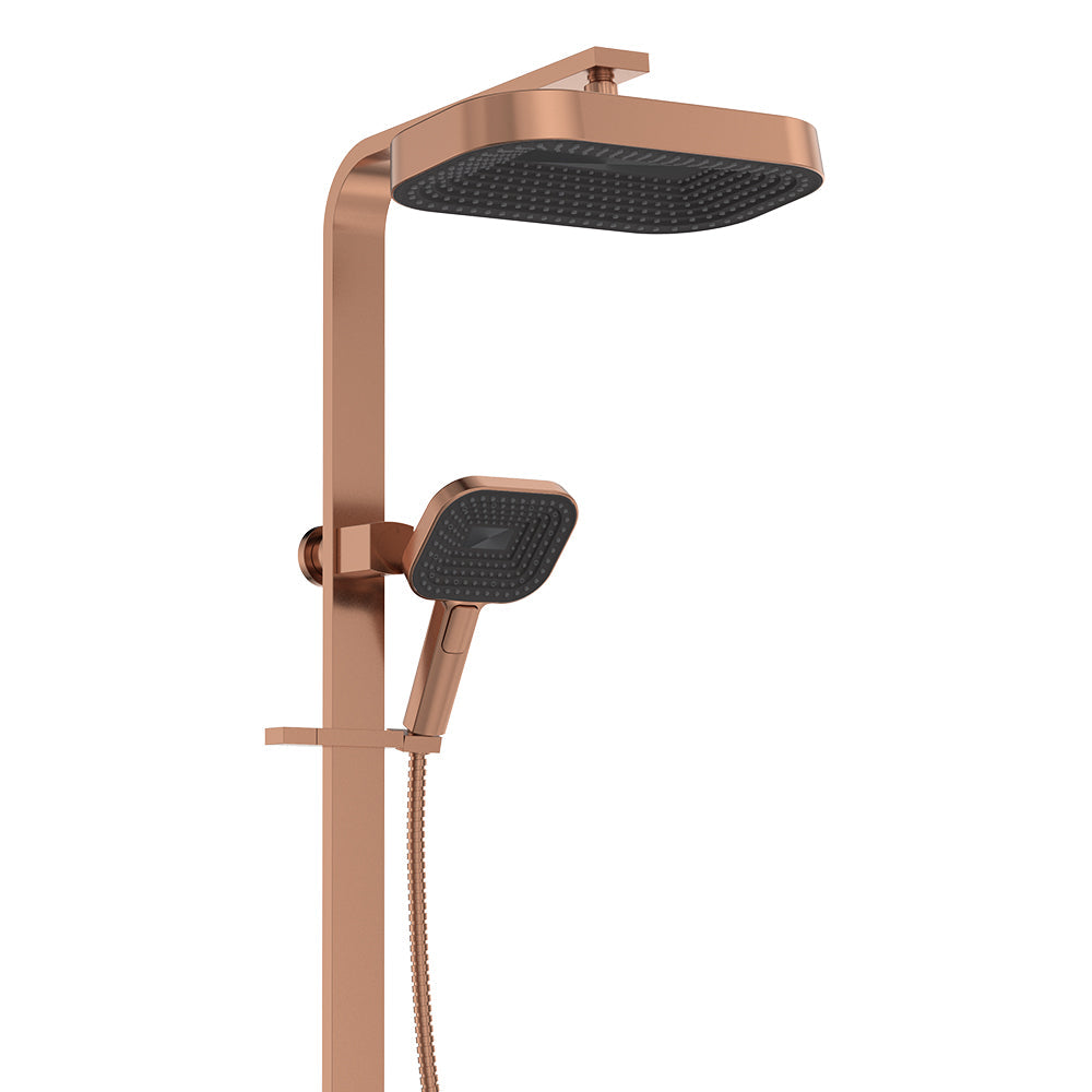 Kuro Deluxe Twin Shower Soft Square Head - Brushed Copper