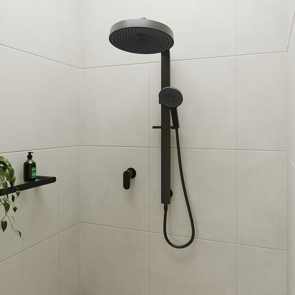 Kuro Deluxe Twin Shower Round Head - Matte Black