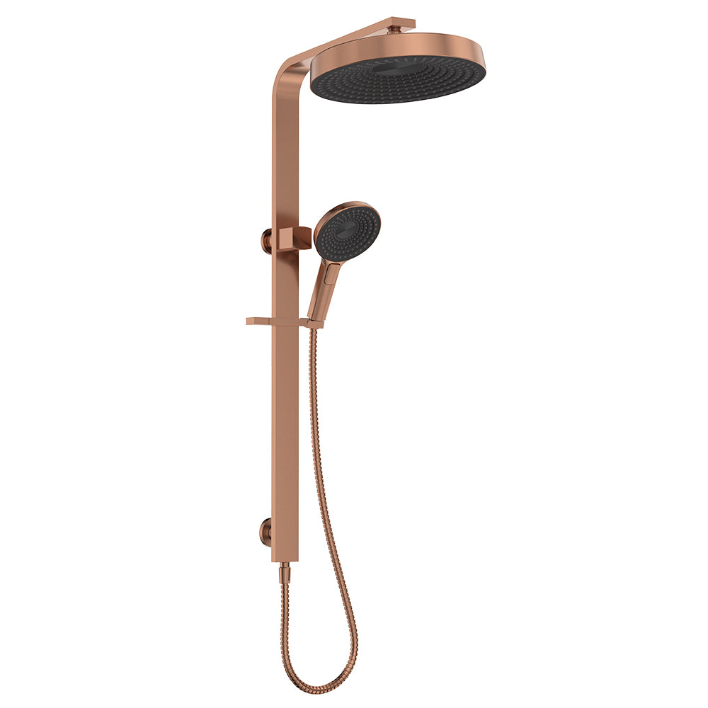 Kuro Deluxe Twin Shower Round Head - Brushed Copper