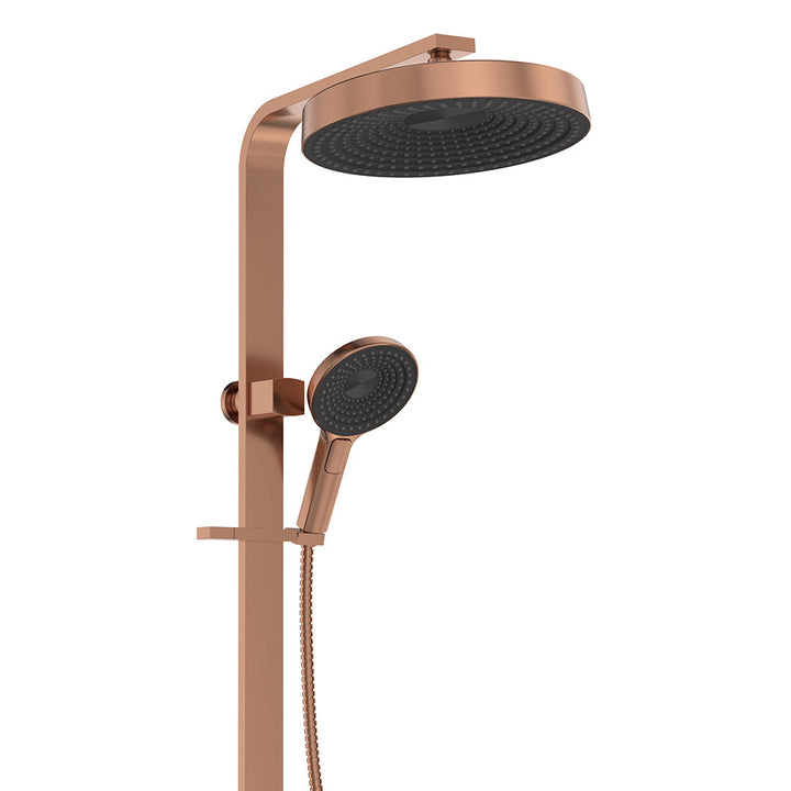 Kuro Deluxe Twin Shower Round Head - Brushed Copper