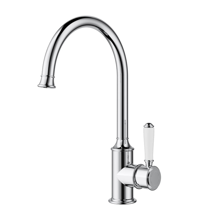 Clasico Sink Mixer Gooseneck / Ceramic Handle - Chrome