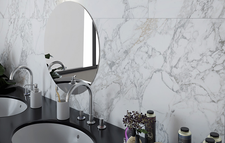 Superb Marble Arabescato Porcelain Tile installed