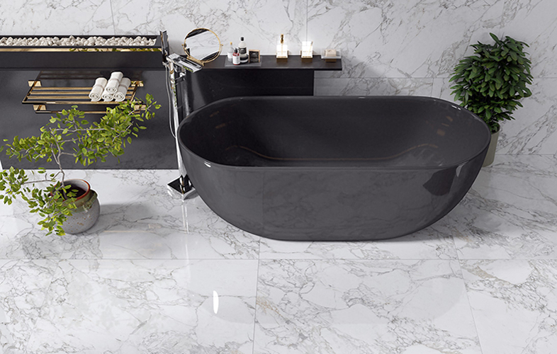 Superb Marble Arabescato Porcelain Tile installed