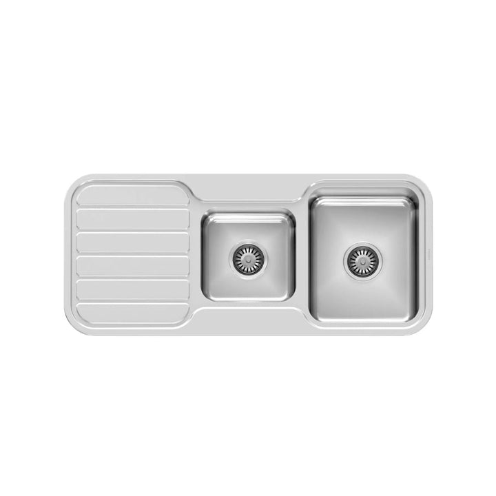 1000 Series 1 and 3/4 Bowl Sink with Drainer and No Taphole - Stainless Steel