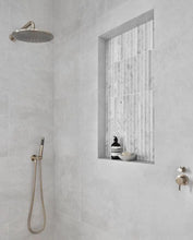 Load image into Gallery viewer, Round Wall Shower Curved Arm 400mm - PVD Brushed Nickel Meir
