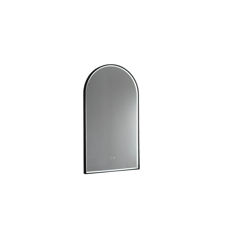 Arch LED Mirror with Demister and Portable Magnifier Manhattan Black detail view