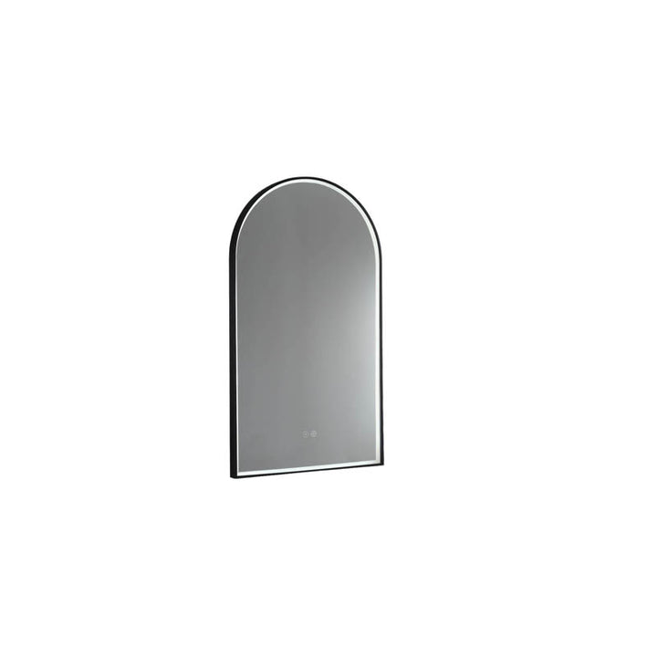 Arch LED Mirror with Demister and Portable Magnifier Manhattan Black detail view