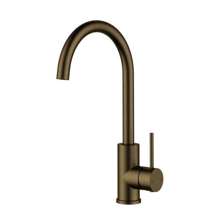 Otus Slimline Sink Mixer Gooseneck - Antique Brass