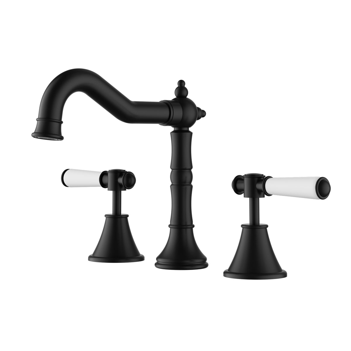 Clasico Basin Tap Set / Ceramic Handle - Matt Black