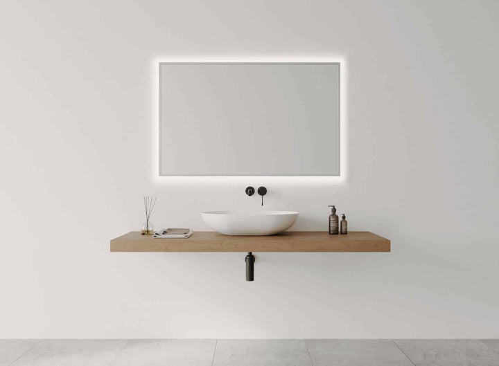 Framed R Series Rectangle LED Mirror Brits Nickel