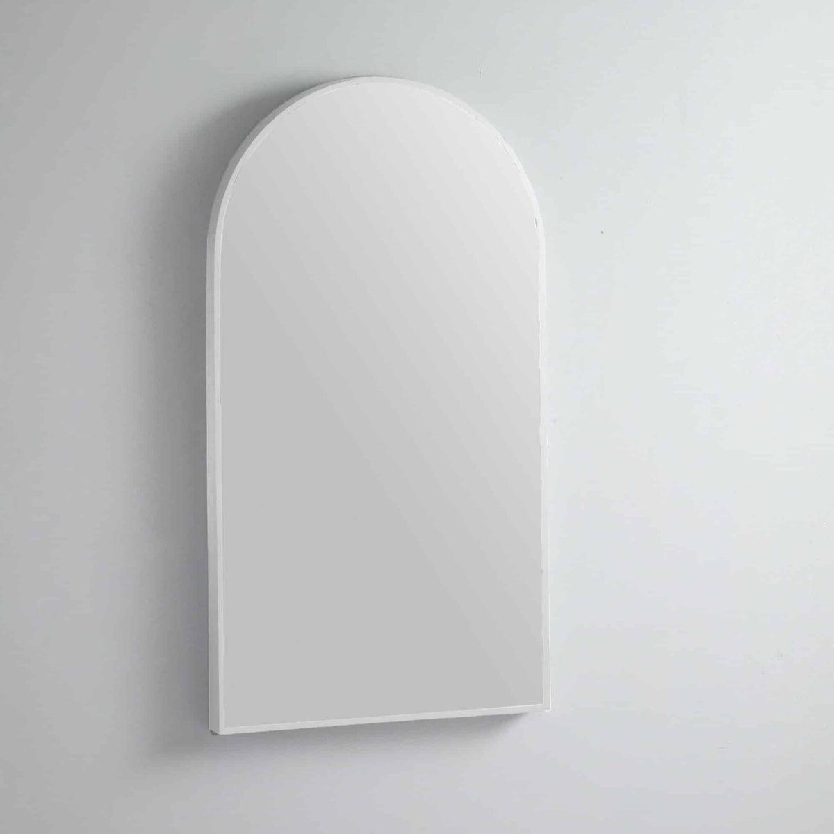 Modern Arch Mirror with Portable Magnifier Milano White