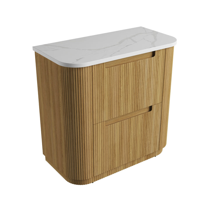 Varcelli Floor Standing 900mm - Palis White flat stone top