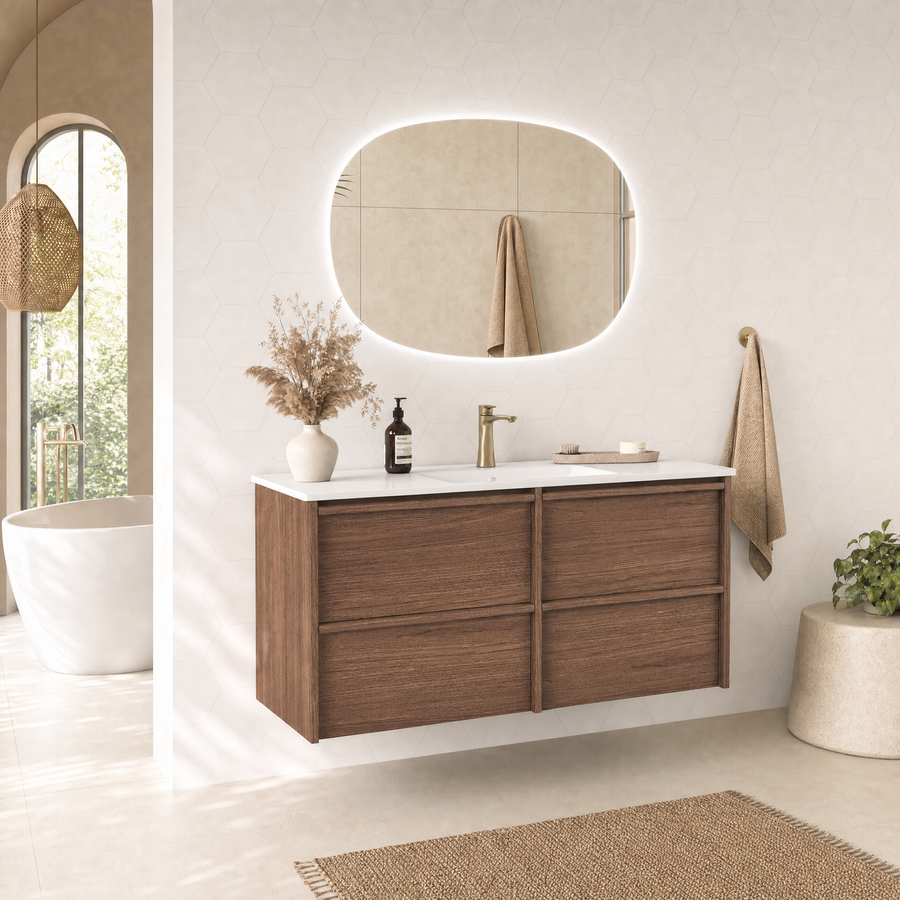Venetta Framed Wall Hung Walnut 1200mm gallery