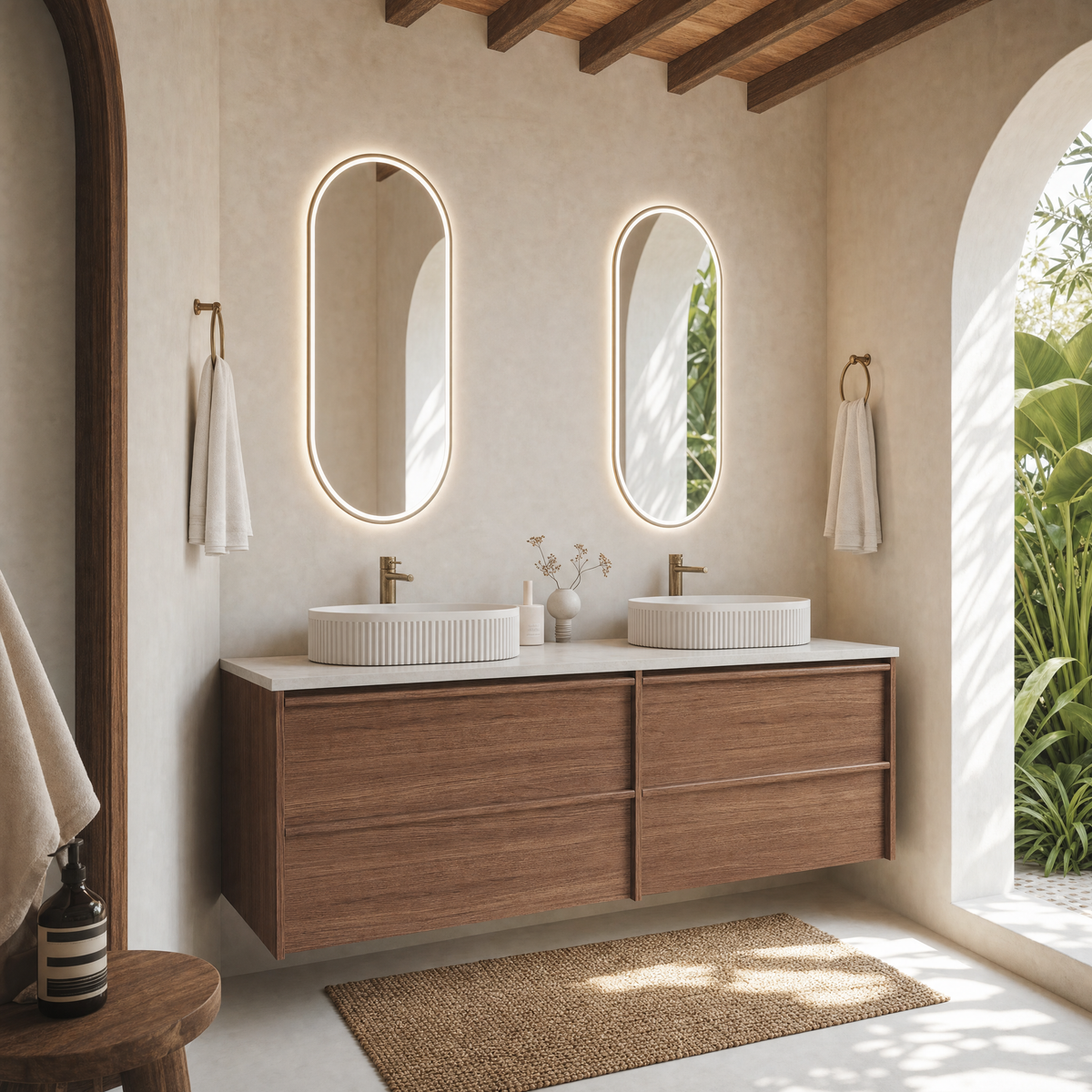 Venetta Framed Wall Hung Walnut 1800mm gallery