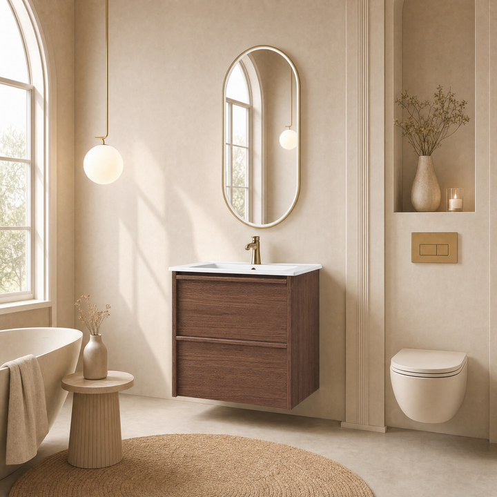 Venetta Framed Wall Hung Walnut 600mm gallery