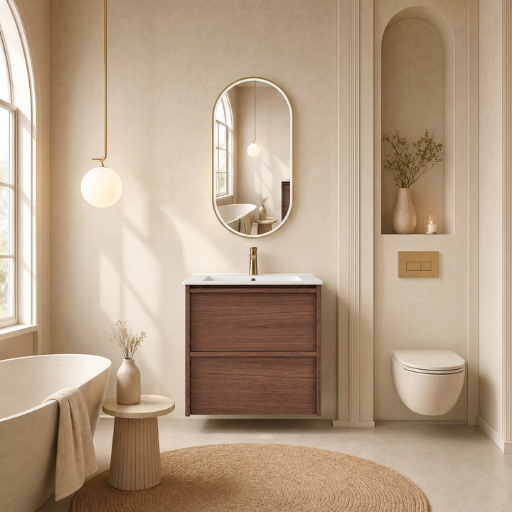 Venetta Framed Wall Hung Walnut 600mm