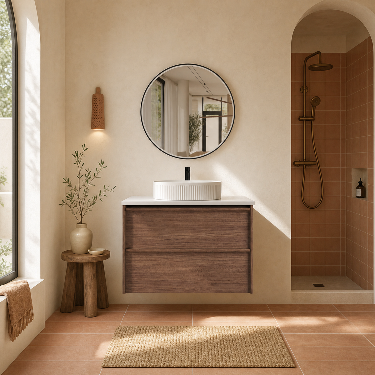 Venetta Framed Wall Hung Walnut 900mm