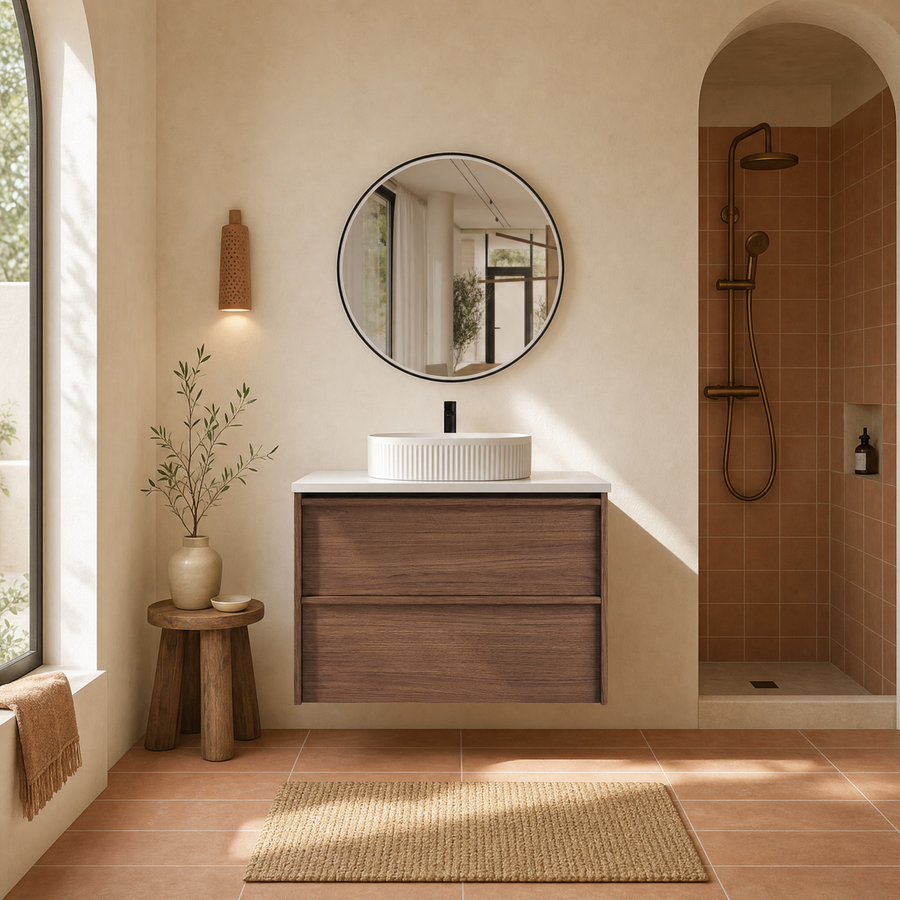 Venetta Framed Wall Hung Walnut 900mm