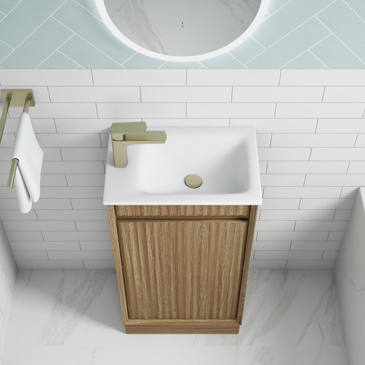Mini Ravia Fluted Floor Standing Harvest Oak Cabinet - lifestyle