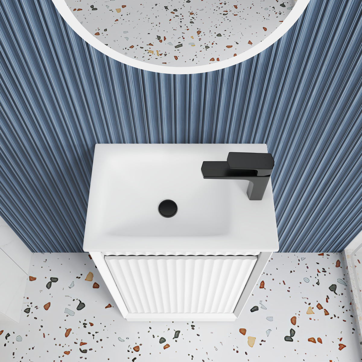 Mini Ravia Fluted Floor Standing Matte White Cabinet - lifestyle