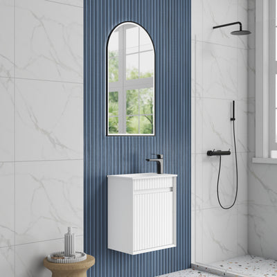 Mini Ravia Fluted Wall Hung Matte White Cabinet