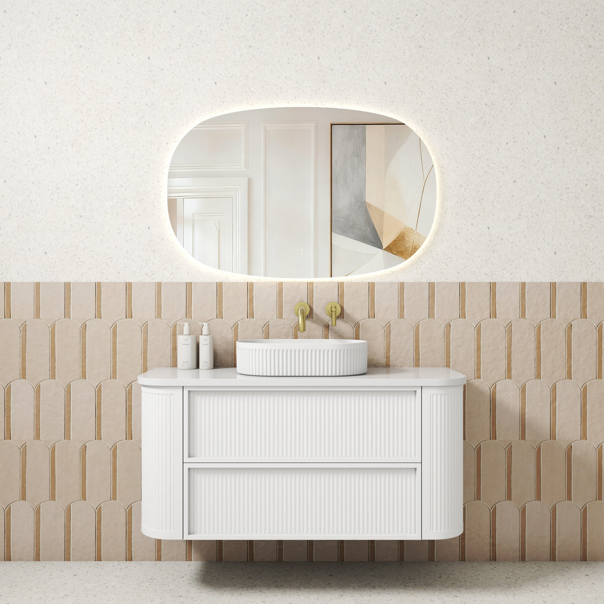 Aulic Ramee Fluted Wall Hung Matte White 1200mm - lifestyle