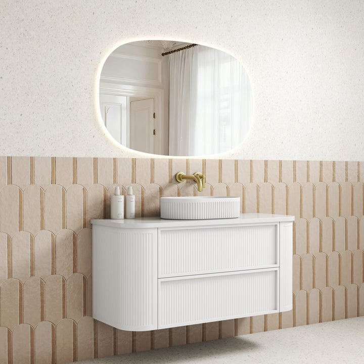 Aulic Ramee Fluted Wall Hung Matte White 1200mm - lifestyle