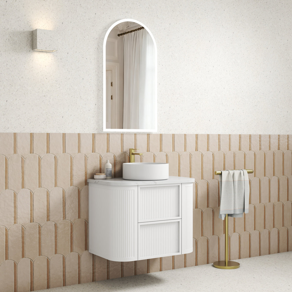 Ramee Fluted Wall Hung Matte White 750mm - lifestyle