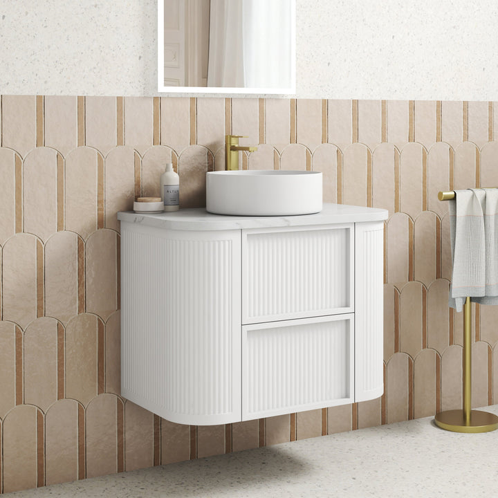 Ramee Fluted Wall Hung Matte White 750mm - lifestyle