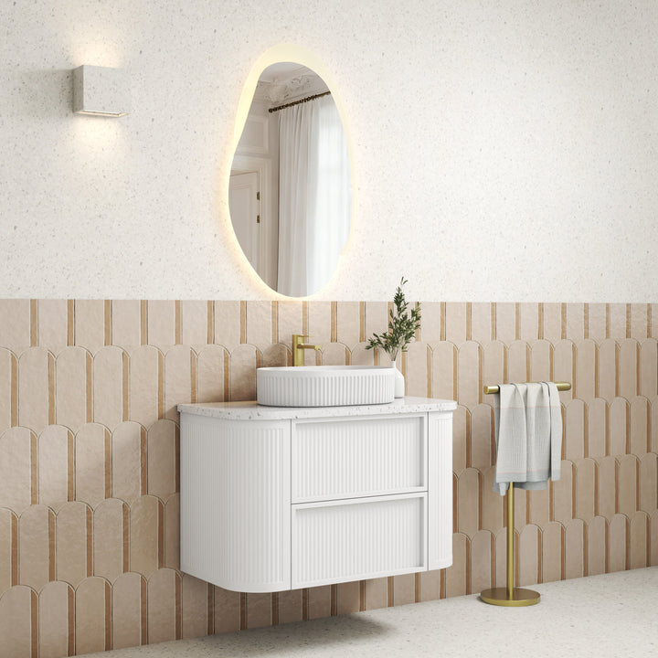 Ramee Fluted Wall Hung Matte White 900mm - lifestyle