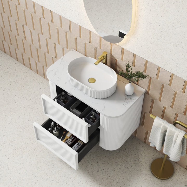 Ramee Fluted Wall Hung Matte White 900mm - lifestyle