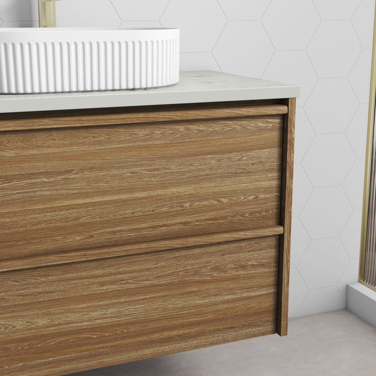 Venetta Framed Wall Hung Harvest Oak 1200mm - lifestyle