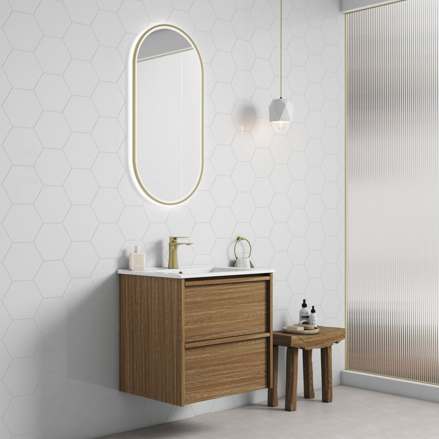 Venetta Framed Wall Hung Harvest Oak 600mm - lifestyle