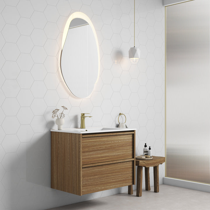 Venetta Framed Wall Hung Harvest Oak 750mm - lifestyle