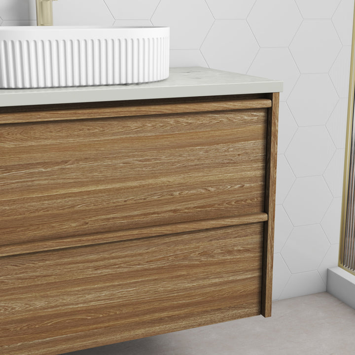 Venetta Framed Wall Hung Harvest Oak 750mm - lifestyle