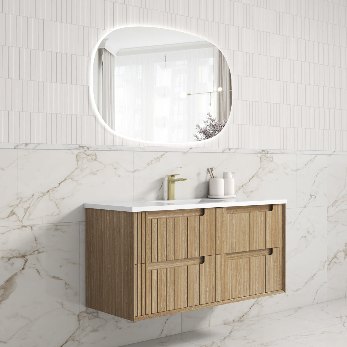 Voulari Framed Wall Hung Harvest Oak 1200mm - lifestyle