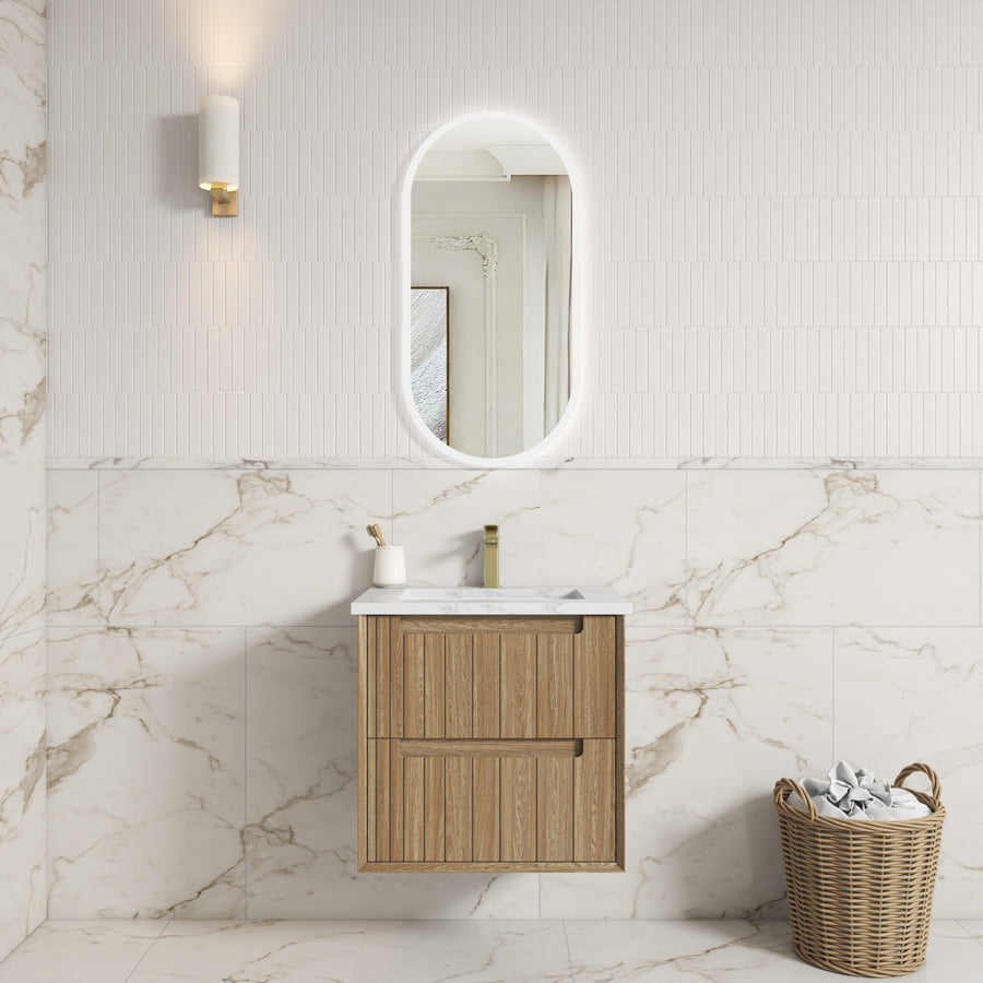 Voulari Framed Wall Hung Harvest Oak 600mm - lifestyle