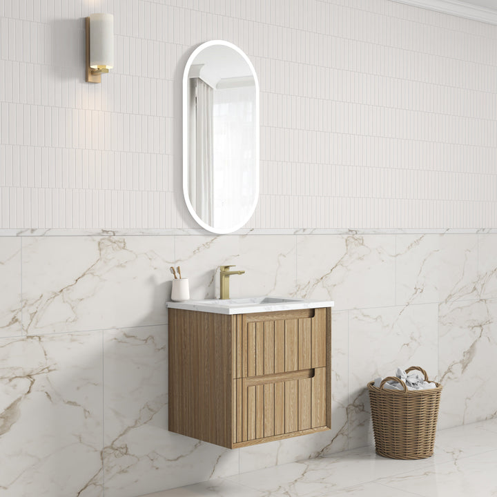 Voulari Framed Wall Hung Harvest Oak 600mm - lifestyle