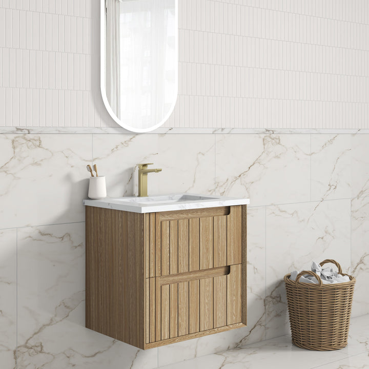 Voulari Framed Wall Hung Harvest Oak 600mm - lifestyle