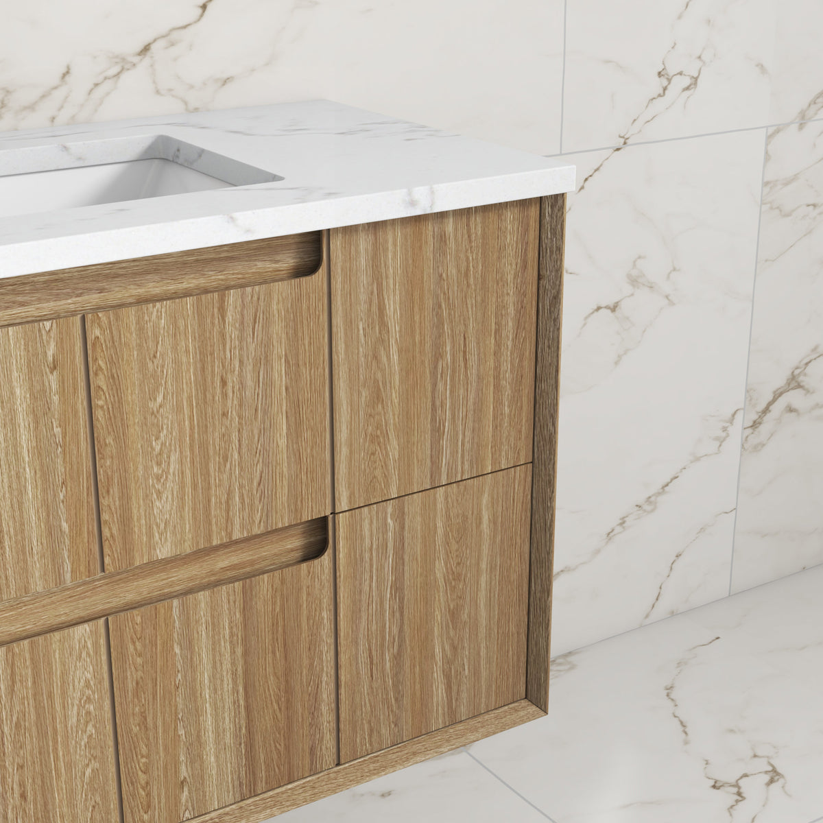 Voulari Framed Wall Hung Harvest Oak 600mm - lifestyle