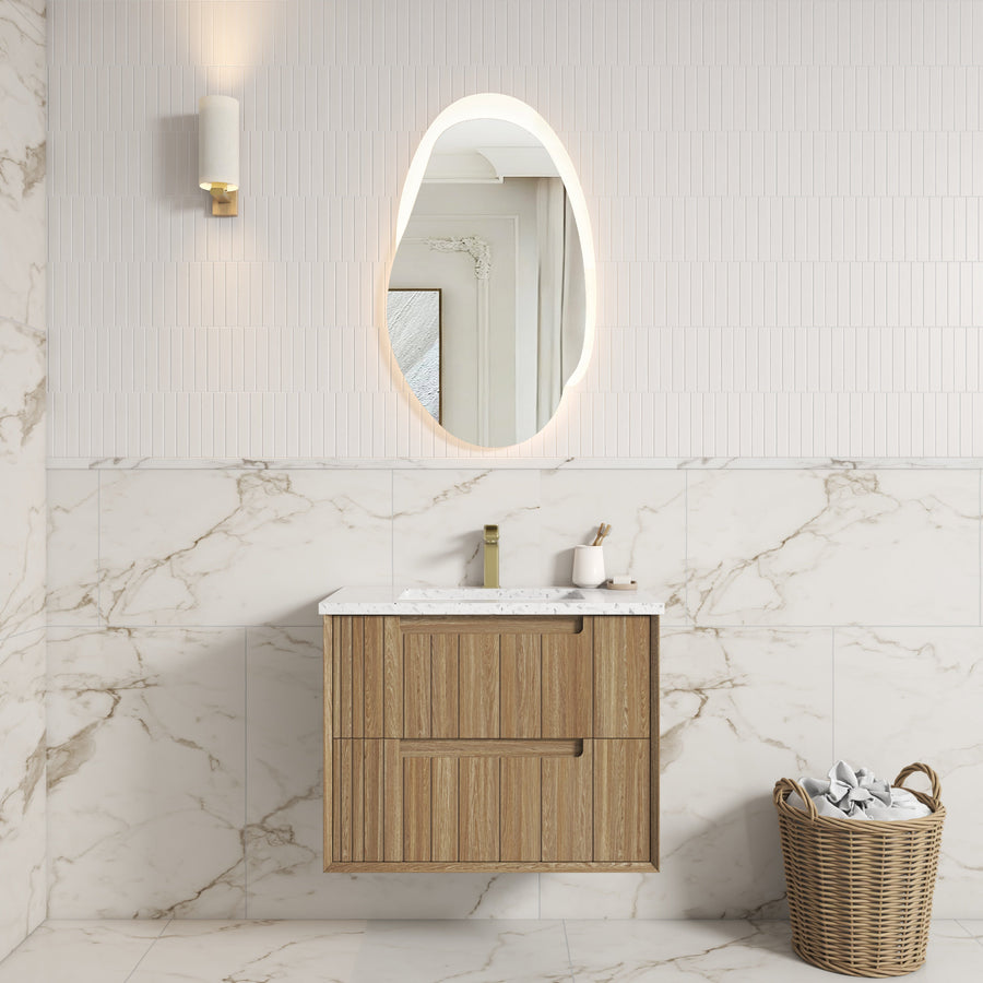 Voulari Framed Wall Hung Harvest Oak 750mm - lifestyle
