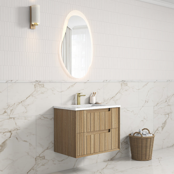 Voulari Framed Wall Hung Harvest Oak 750mm - lifestyle