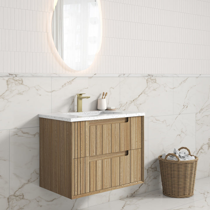Voulari Framed Wall Hung Harvest Oak 750mm - lifestyle