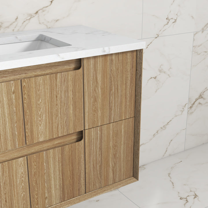 Voulari Framed Wall Hung Harvest Oak 900mm - lifestyle