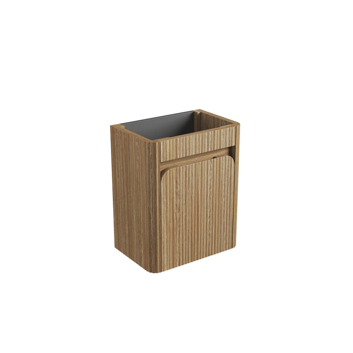 Mini Hartelle Fluted Wall Hung Harvest Oak Cabinet - product photo