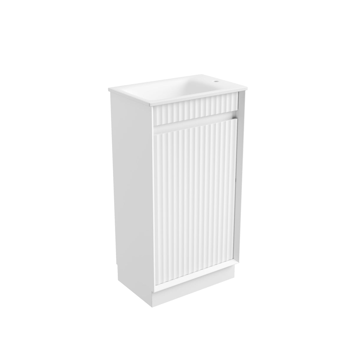 Mini Ravia Fluted Floor Standing Matte White Cabinet - Cabinet Only