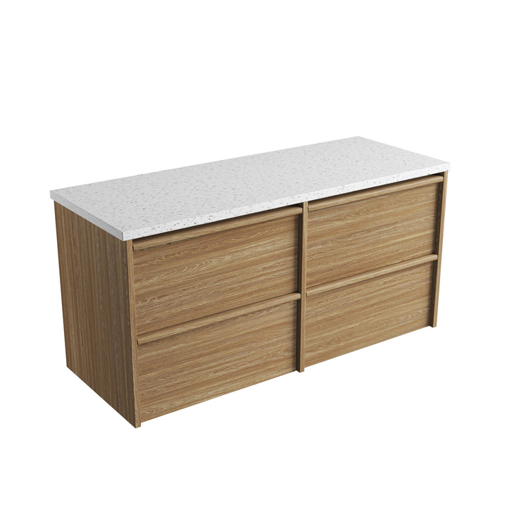Venetta Framed Wall Hung Walnut 1800mm - Snow Flat Stone Top
