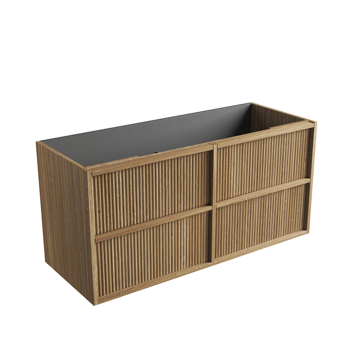 Venetta Fluted Framed Wall Hung Harvest Oak 1200mm - Cabinet Only
